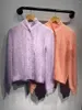 Women's Knits Women Single Breasted Purple Or Pink Sweater Autumn 2024 Hollow Out Casual O-Neck Long Sleeve Sweet Cardigan Tops For Ladies