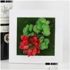 Decorative Flowers Wreaths Amenmo 3D Creative Succent Plants Imitation Wood Po Frame Wall Decoration Artificial Home Decor Drop De Dhrur