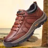 Casual Shoes Men Leather Climbing Quality Sneakers Thickening Hiking Non Slip Hard Wearing Outdoor Sports