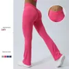 LU-241 Pantaloni a zampa di fitness a forma di V incrociati Pantaloni da yoga rugosi No T-line Leggings sportivi ad asciugatura rapida Allenamento da indossare stretto