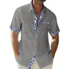 Hommes chemises décontractées Patchwork chemise pour hommes vacances d'été boutonné Bowling classique tout-Match manches courtes plage grande taille