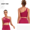 Yoga Outfit 2024 Plus Size XL Pad Um Ombro Mulheres Esportes Sutiã Único Oco Nylon Respirável Fitness Running Gym Roupas Bras
