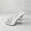 Echte Damen 2024 New Pu Leder 2 cm High Heel Round Toe Shoes Party PVC Transparent One Line Hochzeit Amerikanische Europa Fiess -Rennschuhe Slipper Sandalen Größe 5