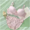 BHs Sets Y Dessous Set für Frauen Push Up Nette Schönheit Zurück Unterwäsche Nahtlose Top Schnalle Dünne 3/4 Tasse Schwarz BH Drop Lieferung Dhho1