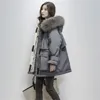 Casacos de trincheira femininos casaco longo com forro de lã para mulheres com capuz parkas jaqueta de gola de pele quente desgaste de neve acolchoado tops moda S-XL