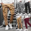 Hommes Joggers solide mince Cargo pantalons de survêtement multi-poches pantalons de sport Harem crayon pantalon 240308