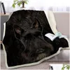 Coperta Blessliving Alano Cane Sherpa sul divano Tiro animale per bambini Copriletto grigio nero Stampa pelliccia Tessili per la casa 201 Drop Deliver Dhzi7