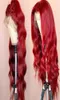 Ondulado colorido frente do laço perucas de cabelo humano pré-selecionado frontal completo vermelho borgonha remy peruca brasileira para preto pode fazer 360 bun1250349