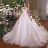Robes de mariée princesse royale robe de bal 2024 col haut manches longues arabe Dubaï robes de mariée avec appliques en dentelle plis perlés ivoire blanc robe de mariée YD