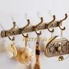 AAN Antique Brass Robe Hook Wall Mount Handduk Holder Badrumstillbehör Arrangör Luxury Clothes Rack YT3012 240228