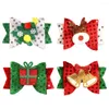 Acessórios de cabelo Ncmama Christmas Felt Bow Clips para crianças meninas doce caixa de presente árvore elk hairpins barrettes bebê