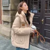 Trench da donna Cappotto parka in piumino verde grigio Donna 2024 Giacca imbottita di pane oversize moda invernale