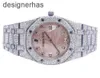 Audema Pigu Mechanical Watches Selfwinding Chronograph armbandsur Womens Epic Royal Oak 35mm S. Steel Pink Dial Diamond Watch 12.5 CARAT WN-OJ31