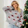 Top da donna 2024 Autunno/Inverno Nuovo vestito di Natale Testa di vecchio uomo Camicia lavorata a maglia Abbigliamento da donna europeo e americano Pullover Maglione popolare di Natale