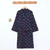 Women's Sleepwear 2024 Japanese Kimono Spring/Summer Bathrobe Nightgown Pure Cotton Double Layer Gauze Yarn Woven Thin Home