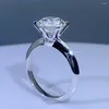 Cluster-Ringe aus echtem 14-karätigem Weißgold für Damen, Verlobung, Jahrestag, Party, Hochzeit, klassischer runder Moissanit-Diamant, 0,5, 1, 2, 3, 4, 5