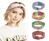 Tiedyed European and American Bohemian new elastic sports hair band women039s tie dye cross hair band Lady Girl Yogo Headband4793831