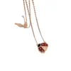 Collier VanCF Collier de luxe diamant agate or 18 carats trèfle étoile coccinelle collier femme pendentif moelle de jade rouge plaqué or rose