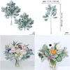 Decorative Flowers & Wreaths Decorative Flowers Wreaths 8Pcs Artificial Flocked Lambs Ear Leaves Stems Faux Branches Picks Greenery Sp Dh9Qj