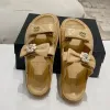 Slip on pantofola estiva Sandalo punta tonda di alta qualità Suola in vera pelle scarpa casual piatta calzature di fabbrica di designer di lusso da donna