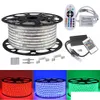 LED Strips 5050 RGB LED Strip Light 110V 220V 60led/M IP65 مصباح مقاوم للماء لـ Roomaddpower Supplyaddir التحكم عن بُعد Del Dhyq7