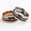 Klusterringar rostfritt stål träkornpil inlagd ring polerad bekvämt lämplig för titan smycken handprydnader