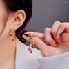 Boucles d'oreilles pendantes mignonnes fraises fruits rouges pour filles, longues et douces pour femmes, tempérament coréen, vente en gros