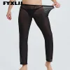 Calças Fyxljj Men Mesh Sheer Calça longa