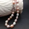 Collier ras du cou en perles d'eau douce naturelles, rose, violet, blanc, riz, couleurs mélangées, fermoir pavé en cz, bijoux pour femmes et filles, cadeau 240228