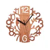 Horloges murales silencieuses en forme d'arbre en bois, horloge unique à double couche, conception d'oiseau 3D, installation facile, pièce de décoration parfaite pour la maison