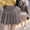 Abiti Casual Streetwear Gonna a pieghe Donna Inverno Gonne corte in lana Aline Mini Jupe Femme Grigio Nero Saia Kawaii School Skater Gonna