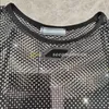 Shiny Rhinestone T Shirts Sexy Sling Vest Fashion Hollow T Shirt Breathable Cropped Tanks Top