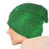 Boinas Gorro con estampado de piel de serpiente verde Gorros de punto Hombres Mujeres Fresco Unisex Textura de piel de serpiente Cálido Invierno Skullies Gorros Gorra