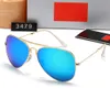 Designer Ray zonnebrillen voor vrouwen en mannen Nieuwe heren dames zonnebril gehard glazen lenzen vouwen paddespiegel modieus handig om 3479 te dragen met doos