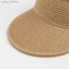 Wide Brim Hats Bucket Hats 2021 Fashion Summer Women Sun Solid Color Str Hat Outdoors Large Brim Ladies Beach Hat Visors Anti-UV C Adjustable Wholesale L240308