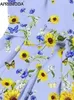 Casual Dresses 2024 Sunflower Print Party Vintage 50s 60s Pleated Dress Sling Sleeveless Kne-Length Strapless Short Prom for Women