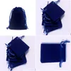 Jewelry Pouches, Bags 3 Sizes Dark Blue Veet Jewelry Pouch Gift Present Package Fit For Necklace Bracelet Earring Christmas Bags Drop Dhu8M