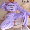 Suits Women Custom Your Logo Trailsuit Hoodie+Pantolon Jogging Suit Sıradan Spor Giyim Sonbahar Kış 2 Parça Seti