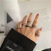 Cluster Rings Bohemian Hollow Cross Wide Set For Women Girls Punk Chain Finger Tail Joint Bijoux Jewelry Gifts Simple Ring