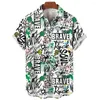 Camisas casuais masculinas camisa de verão 3d graffiti impressão para moda manga curta topos praia festa blusa sênior roupas masculinas