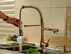 LED Golden Deck Mounted Kitchen Faucet Spring Sink Mixer Tap Single Handle5841041