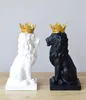 Sculpture abstraite de Lion en couronne, pour la maison, le bureau, le Bar, le Lion masculin, la foi, en résine, modèle artisanal, ornements animaux, décoration artistique Origami, cadeau 4341124