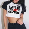 Damen T-Shirts I Love My Girlfriend Boyfriend Crop Tops Submissive Männer MILFs Mode T-Shirt 90er Jahre Gothic Shirt Mange Y2k T-Shirts weiblich