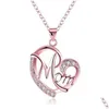 Vecalon maman pendentifs en forme de coeur avec collier pour femmes cadeau de fête des mères bijoux en gros 5 couleurs argent/noir/Rose Dhmd8