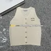 Frivolous Knit Vest Summer Breathable Sleeveless Knit Tops With Buttons Designer Metal Logo Knitted T Shirt Female Shirt Knit Cardigan