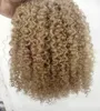 brazilian human virgin remy clip ins hair extensions kinky curls hair weft medum brown dark blonde color8933215