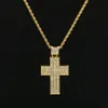 Mens Hip Hop Jewelry 18K Gold Silver Plated Fashion Bling Bling Cross Pendant Men Necklace For Gift Present Christian206i