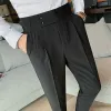 Pants Business Casual Suit Pants Men Korean Fashion Spring Slim Classic Blazer Pants Simple Wild Vintage Elegance Trousers High midja