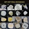 Pass Tester kubansk kedjestil 14k Solid Gold Moissanite Hip Hop Ring Iced Out Round Brilliant Cut VVS Diamond Band