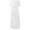 Sukienki swobodne Happie Queens Women White Lace Off ramię Bohemian Maxi Batwing Rękaw Seksowna sukienka wieczorowa vestidos boho szata